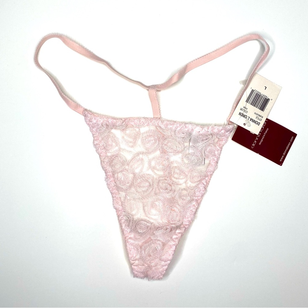 Donna L’Oren Vintage Pink Rosette Lace Thong NWT